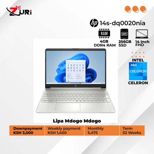 Lipa Pole Pole HP Laptop 14s-dq0020nia Intel celeron 4GB RAM 256GB SSD 14" FHD Display